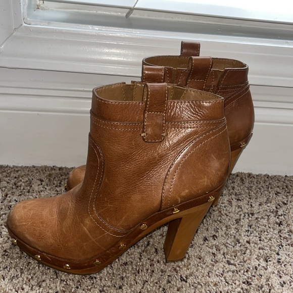 TORY BURCH Ginevra Boots Brown Leather Boho Platform Studded Ankle Bootie - Picture 3 of 12